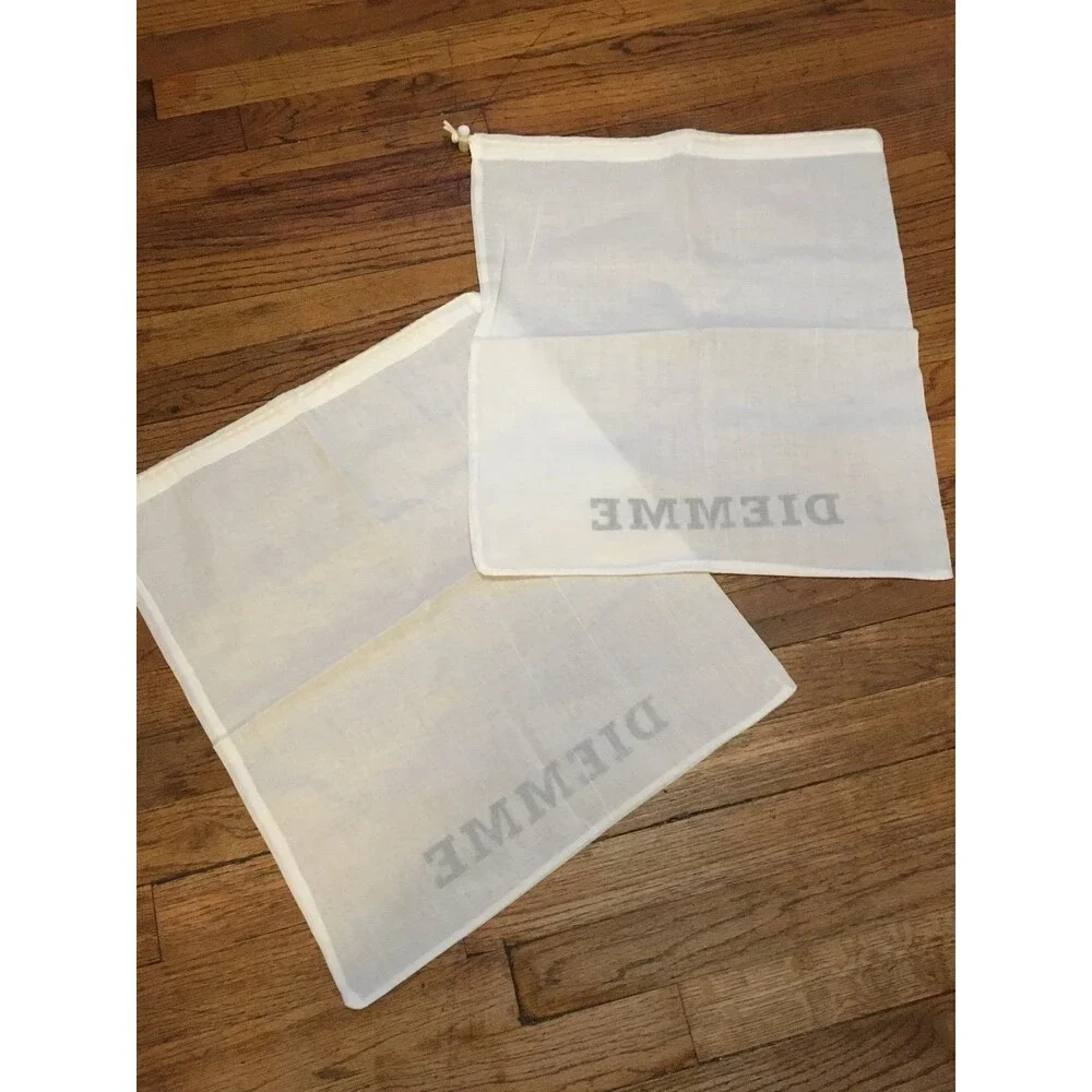 DIEMME White Dustbags TWO (2) dust bags 17” x 19” Sheer light New never used